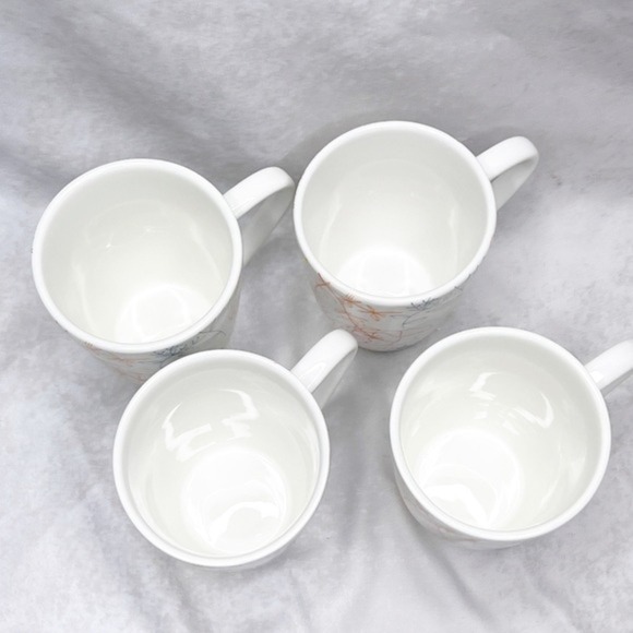 PIER 1‎ Coffee Cup Set of 4 Dolomite Floral Collection Multicolor Flowers White - Picture 10 of 13